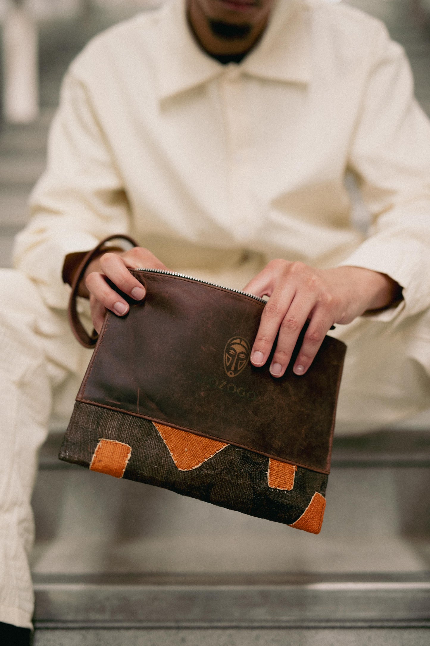 Pochette pour homme marron